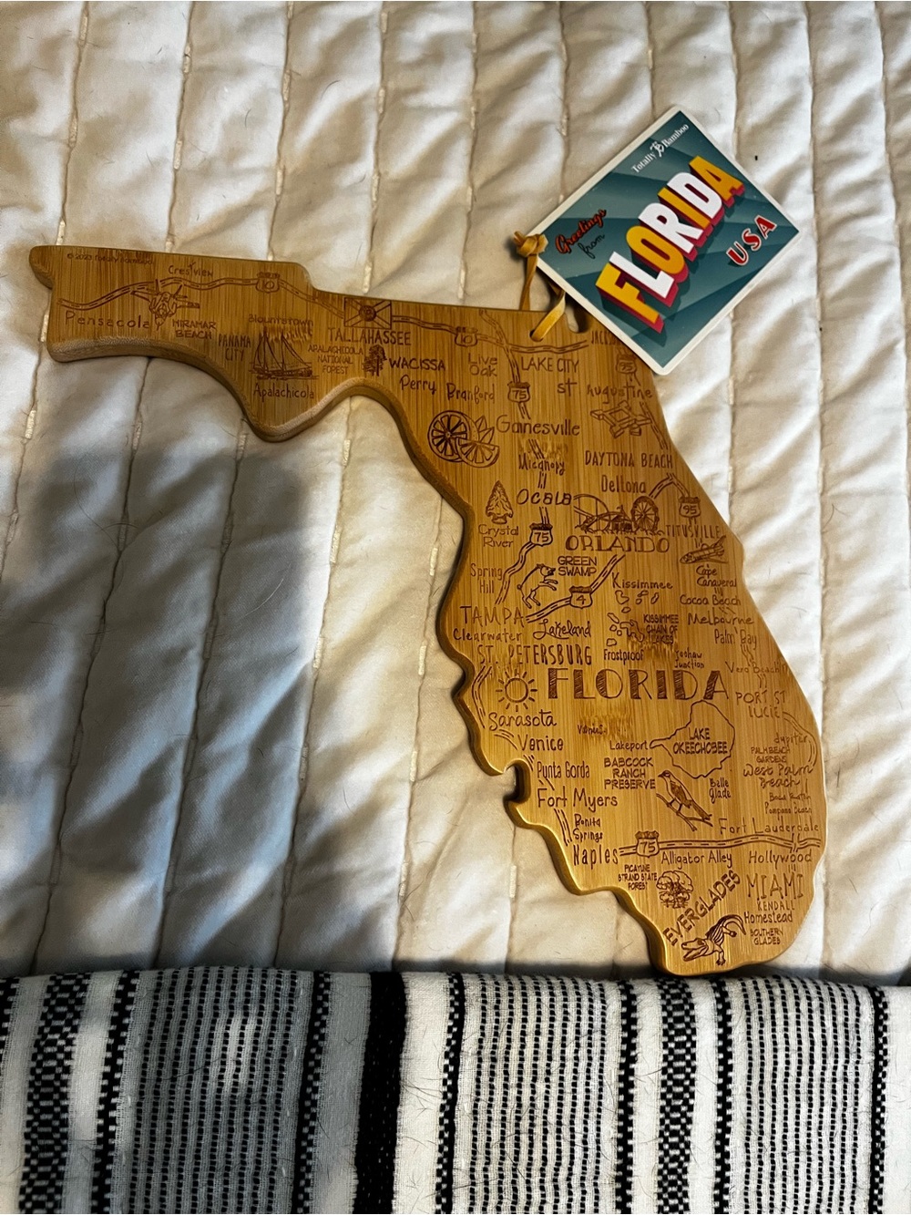 NWT Totally Bamboo Florida State Shaped Engraved Cutting Board Wall Decor - Picture 5 of 7